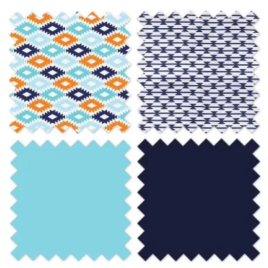 Bacati - Liam Long Crib Rail Guard Cover Aqua/Orange/Navy image {6}