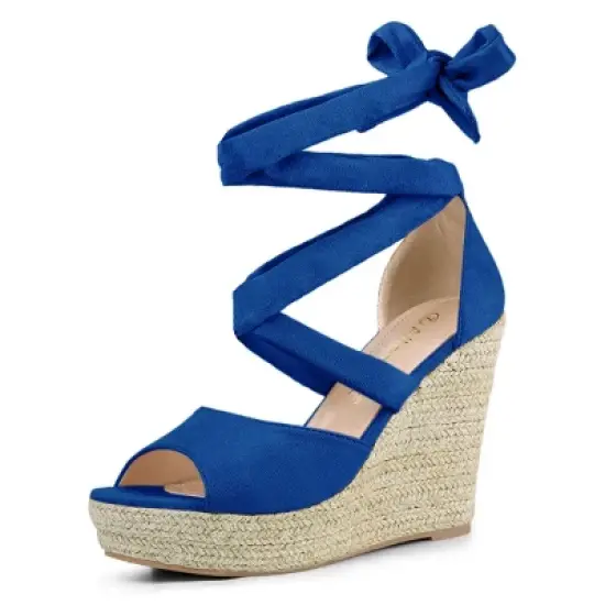 Allegra K Women's Lace Up Espadrilles Wedges Sandals image {13}