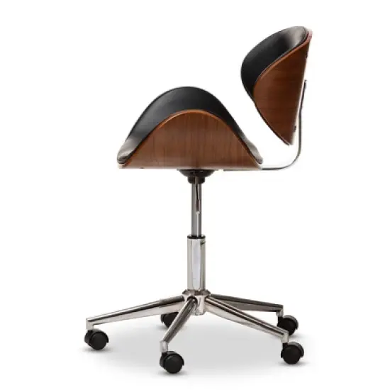 Ambrosio Faux Leather Upholstered Chrome Finished Metal Adjustable Office Chair Black - BaxtonStudio image {8}