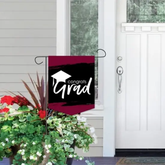Big Dot of Happiness Maroon Grad - Best is Yet to Come - Outdoor Home Decorations - Double-Sided Burgundy Graduation Party Garden Flag - 12 x 15.25 in image {4}