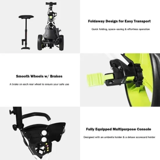 Costway Foldable 3 Wheel Push Pull Golf Club Cart Trolley w/Seat Scoreboard Bag Swivel image {7}