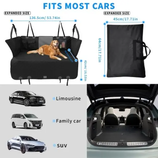 Artloge Large Back Seat Extender Scratch-Proof Dogs Backseat Protector for Dogs Pet Car Seat Cover with Hard Bottom Waterproof & Pocket image {3}