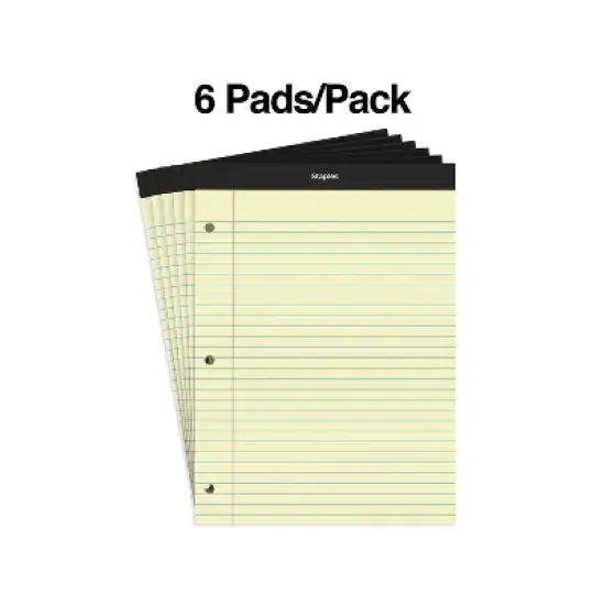 Staples Notepads 8.5" x 11.75" Wide Yellow 100 Sh./Pad 6 Pads/PK 478871 image {1}