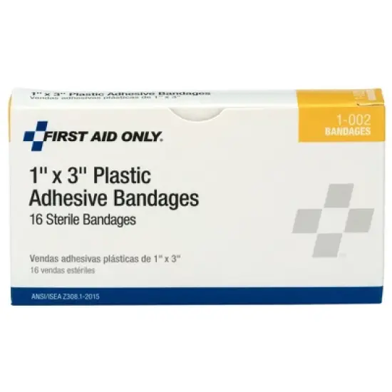 First Aid Only Tan Plastic Adhesive Bandage Sterile 1 x 3" 16 per Box image {1}