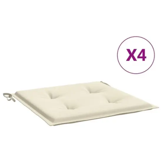 vidaXL Outdoor Chair Cushions 4 pcs- Cream Color, Oxford Fabric, Square Shape, Easy Fit 15.7"x15.7"x1.2", Comfortable Foam Filling image {9}