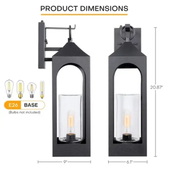 LamQee 20.87 inch Large Outdoor Wall Lights with Seeded Glass Modern Outdoor Wall Lantern Sconces with Dusk to Dawn Sensor image {10}