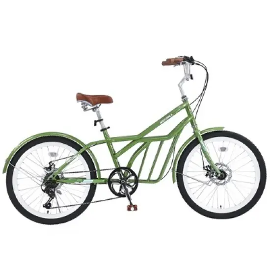 Gulches Adult Commuter Bike 24 Inch, Steel Frame, Shimano 6-Speed, Double Disc Brakes, Multiple Colors, Comfort-Commuter Hybrid image {2}