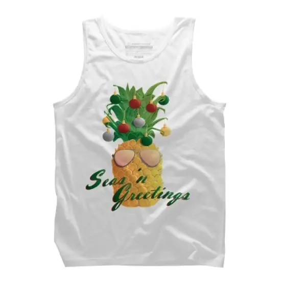Men's Design By Humans Christmas Pineapple By Desdymona Tank Top image {6}
