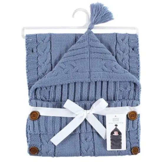 Hudson Baby Infant Boy Knitted Baby Lounge Stroller Wrap Sack, Coronet Blue, One Size image {1}