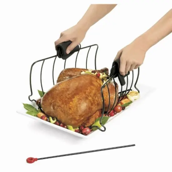Cuisipro Roast & Serve Non-Stick Turkey and Poultry Roasting Rack, Black image {3}