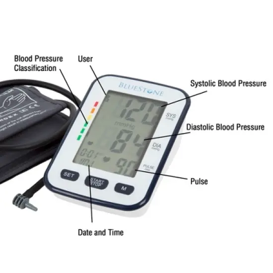 Fleming Supply Digital Blood Pressure Upper Arm Cuff With LCD Display for Monitoring Hypertension - Black image {1}