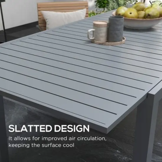 Syemin Patio End Table, Rectangular Outdoor Dining Table with All-Weather Faux Wood Top for Garden, Lawn, Patio, Gray, 59.1"*37"*28.7" image {4}