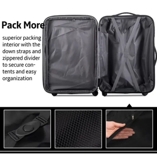 3 PCS Luggage Set, Hardside Spinner Suitcase with TSA Lock (20/24/28)-ModernLuxe image {3}