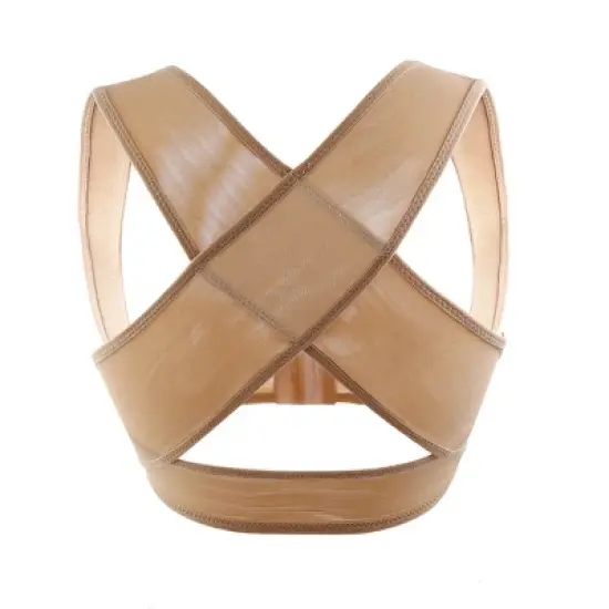 Unique Bargains Women Adjustable Shoulder Back Posture Corrector Brace Support Belt XXL Skin Color image {4}