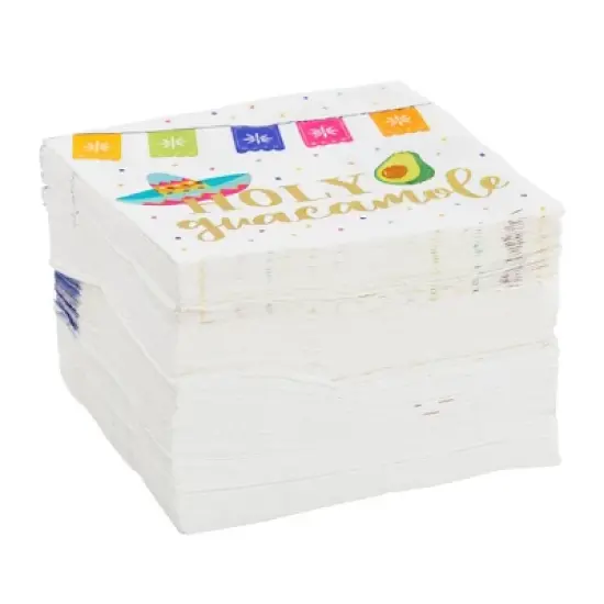 Blue Panda 100 Pack Gold Foil Napkins for Mexican Cinco de Mayo Decorations, 4 Designs, 5 x 5 inches image {5}
