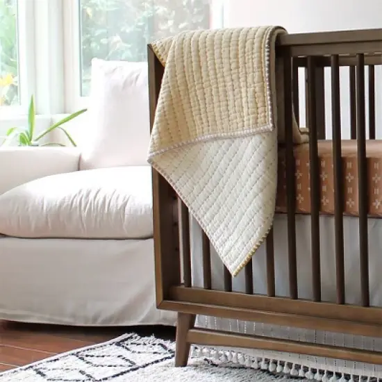Crane Baby Quilted Baby Reversible Blanket - Kendi Natural image {5}
