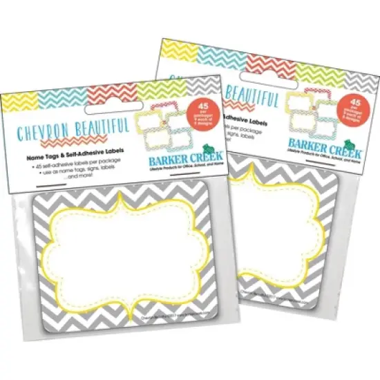 2pk 45ea Chevron Beautiful Remember Me! Self-Adhesive Name Tag Labels - Barker Creek: Teaching Aid, All Ages, 90 Pieces image {1}
