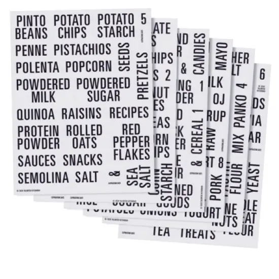 Talented Kitchen 224 Pieces Pantry Labels for Kitchen Canisters, Preprinted Black Font on Clear Stickers for Food Storage Containers image {3}