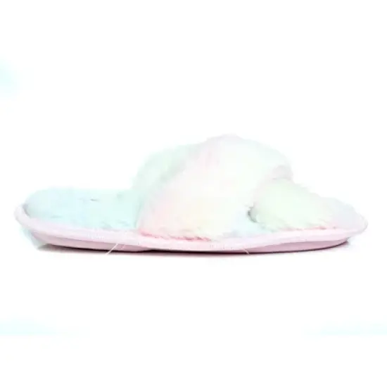 Limited Too Girl's Fuzzy Cross Band House Slide Slippers image {3}