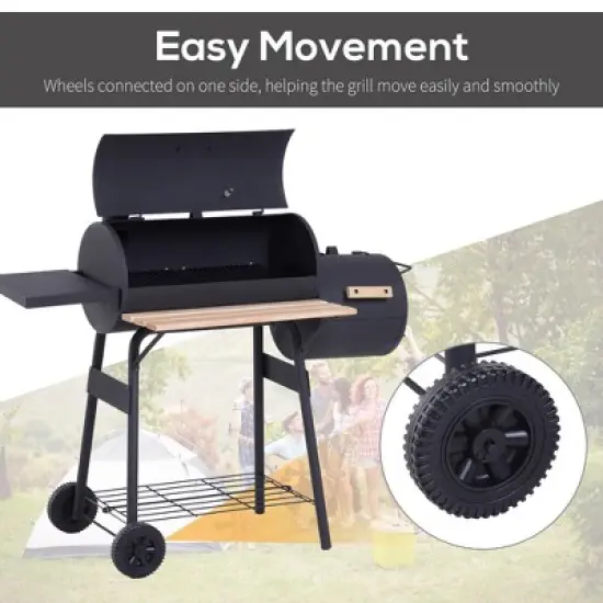 Dexmalle Steel Portable Backyard Charcoal BBQ Grill and Offset Smoker Combo image {2}