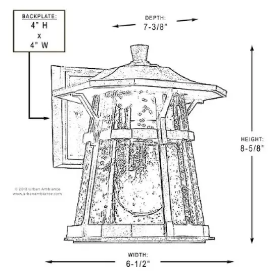 Urban Ambiance Luxury Rustic Outdoor Wall Light,  8.625"H x 6.5"W,  Coffee Bronze Finish, UHP1070 image {3}