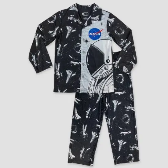 Boys' NASA Space 2pc Coat Pajama Set - Black image {3}