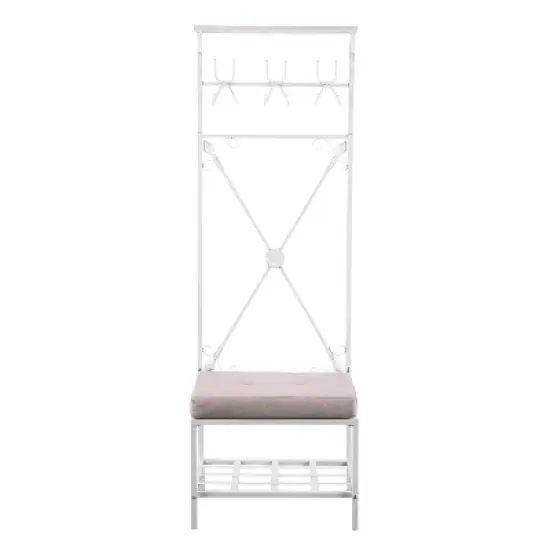 Entryway Hall Tree Bench with Storage Distressed White - Aiden Lane image {3}