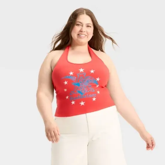 Women's Budweiser Halter Graphic Tank Top - Red image {4}