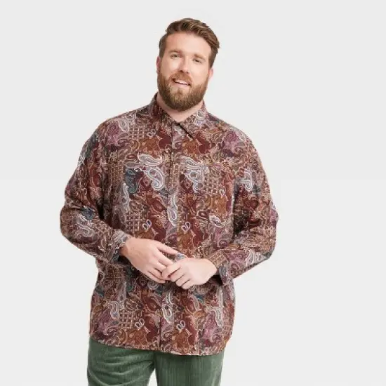 Houston White Adult Paisley Woven Button-Down Shirt - Brown image {4}