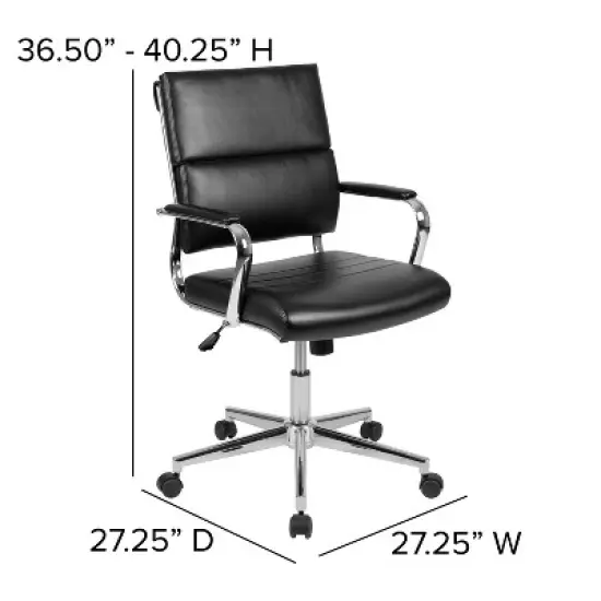 Flash Furniture Mid-Back LeatherSoft Contemporary Panel Executive Swivel Office Chair image {5}