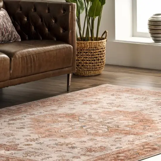 nuLOOM Dawson Machine Washable Distressed Medallion Area Rug image {8}