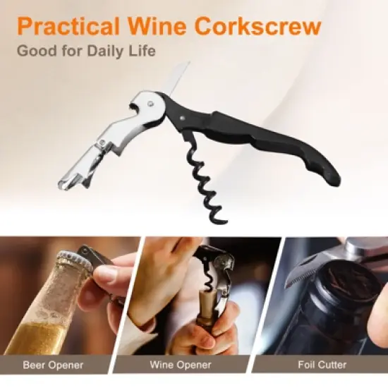 Unique Bargains Double Hinged Wine Bottle Openers with Foil Cutter 5" 4 Pcs image {3}