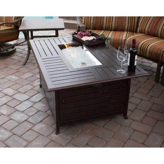 Rectangular Aluminum Outdoor Fire Pit - Hammered Bronze - AZ Patio Heaters image {2}