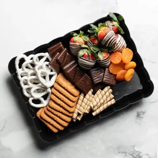 Posh Setting Black Rectangular Serving Tray with Scalloped Edge - 4 Count image {4}