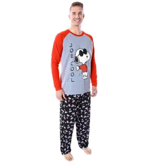 Peanuts Men's Joe Cool Snoopy Pajamas Raglan Shirt And Pant 2 PC Pajama Set image {5}