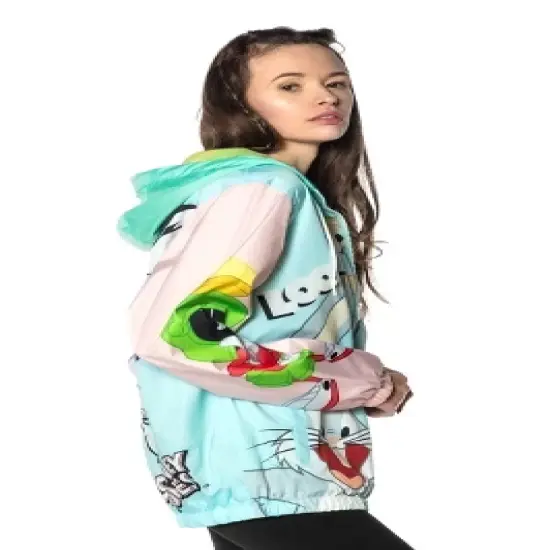 Members Only Women's Looney Tunes Colorblock Windbreaker Jacket image {3}