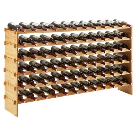 Bamboo Stackable Wine Rack &ndash; Free-Standing Bottle Holder Storage Display Shelf for Kitchen, Cellar & Dining Room image {1}