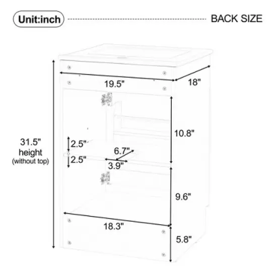 20"W Bathroom Vanity with Ceramic Sink, Bathroom Cabinet with Storage Rack, Adjustable Shelf and Soft Closing Door-Christopher Knight Home image {7}