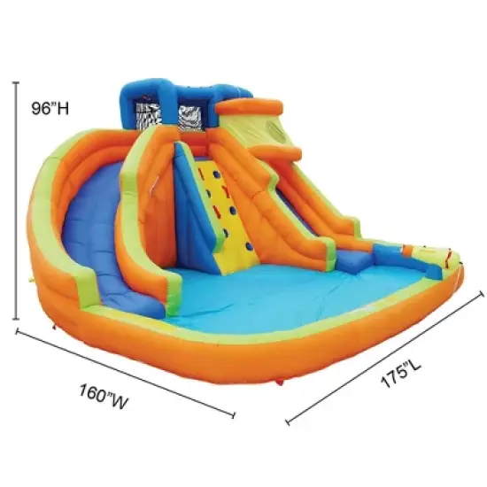 Banzai Drop Zone Outdoor Backyard Inflatable Water Park Activity Center with Blower, Slide, Climbing Wall, Water Cannon, and Splash Pool image {2}