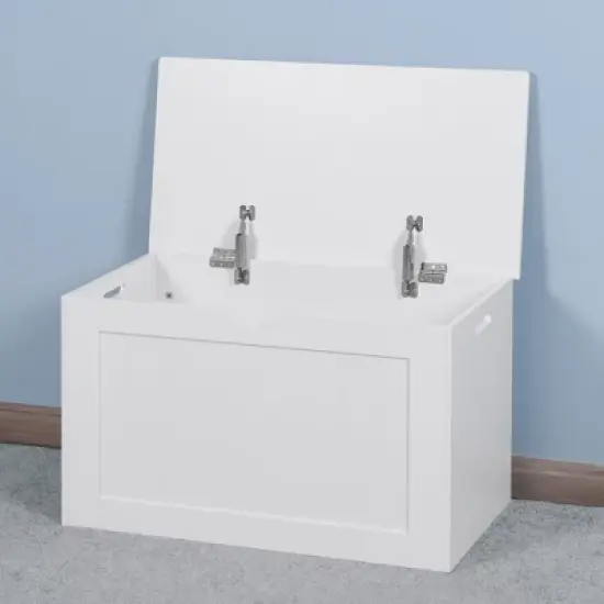 Akoasm Wooden Bathroom Storage Cabinet Box With Top Cover & 2 Hinges-White image {6}