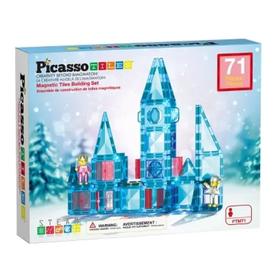 PICASSO-TILES Magnetic Tiles For Kids, 71PCS Construction STEM Building Blocks Educational Toy, Travel Size image {10}