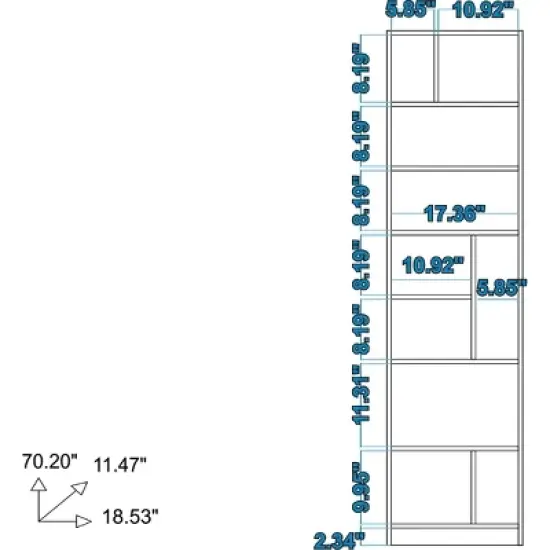 70.87" Valenca 10 Shelf Bookcase White - Manhattan Comfort image {6}