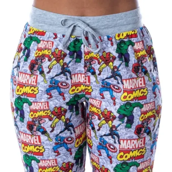 Marvel Women's Character Comic Book Print 2 Piece Jogger Pajama Set Grey image {2}