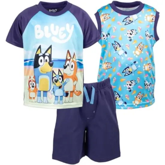 Bluey Coco Honey Winton Bingo T-Shirt Tank Top and French Terry Shorts 3 Piece Outfit Set Toddler to Big Kid image {7}