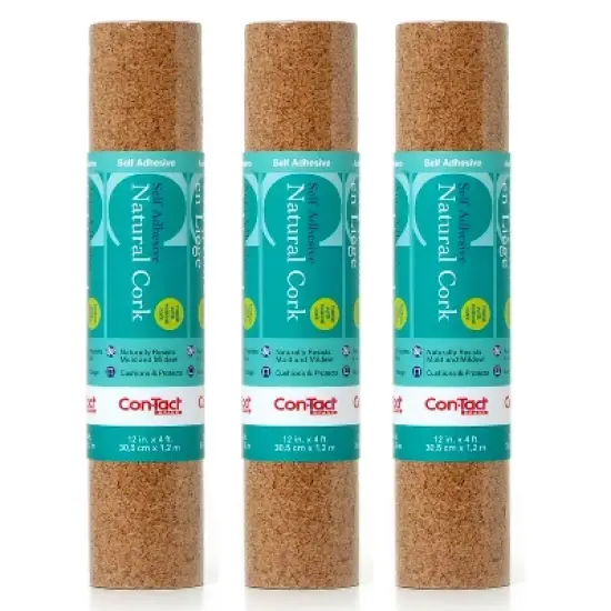 ConTact 12 x 4 ft Cork Adhesive Paper & Shelf Liner (3 Pack) image {2}