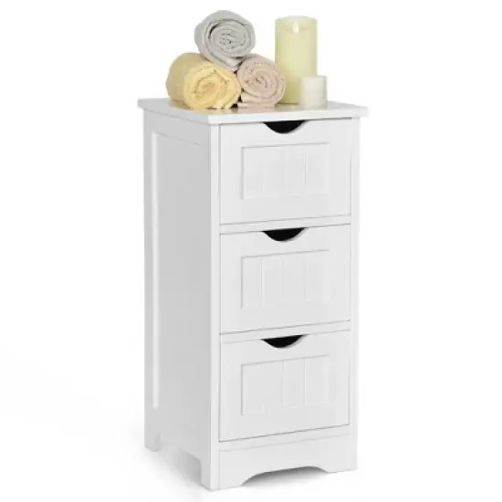 Costway White Floor Storage Cabinet Bathroom Organizer Free Standing 2/3/4 Drawers image {10}