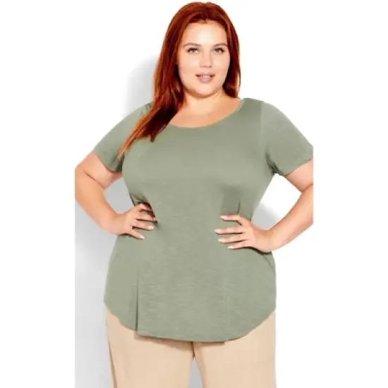 Women's Plus Size Slub Tee - light green | EVANS image {5}