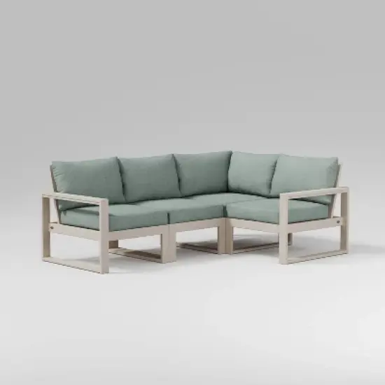 POLYWOOD 4pc EDGE Modular Deep Seating Outdoor Patio Sectional Sofa Furniture Set image {6}