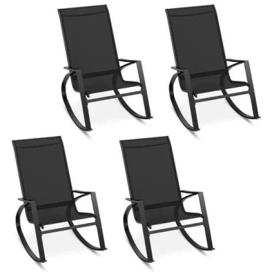 Tangkula 4 PCS Patio Rocking Chairs w/ Ergonomic Backrest Seat Safe Stoppers for Backyard image {9}