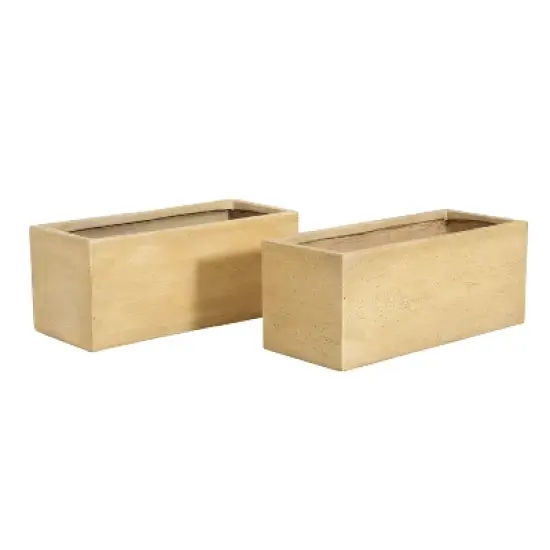 Christopher Knight Home Jeans Outdoor Modern Minimalist Lightweight Concrete Rectangle Planter Boxes (Set of 2) image {4}